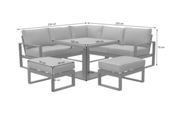 Narożne meble ogrodowe aluminiowe Sorrento Grey / Grey Melange