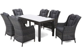 Meble ogrodowe technorattanowe Bristol 180 cm Grey / Grey Melange 6+1