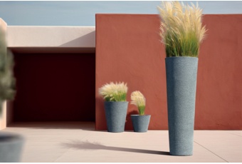 Donica ogrodowa Tubra Round Slim Black Granite 31 l