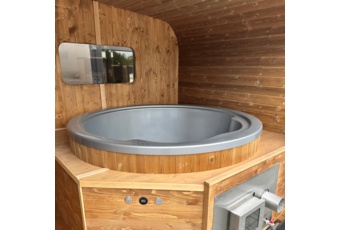 Sauna fińska zewnętrzna Hobbit Odnova z balią 220 x 500 cm