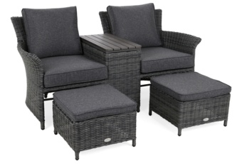 Sofa ogrodowa Milos Plus Grey / Grey Melange - dla 2 osób - z podnóżkami Sofa ogrodowa Milos Plus Grey / Grey Melange