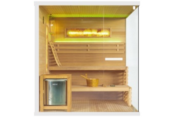 Sauna fińska narożna Nordum Pure 4-osobowa biała