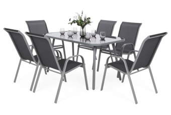 Meble ogrodowe Casablanca 145 cm Silver + Sevilla Silver / Grey 6+1 
