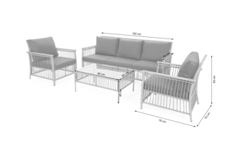 Meble ogrodowe technorattanowe Sycylia Beige / Grey - dla 5 osób - w stylu boho Meble ogrodowe technorattanowe Sycylia Beige / Grey
