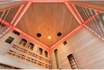 Sauna hybrydowa narożna Nordum Combi 3-osobowa brązowa - drewniana Sauna hybrydowa narożna Nordum Combi 3-osobowa brązowa
