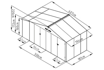 Domek narzędziowy Bergen 407 x 194 cm Grey z drewutnią
