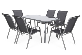 Meble ogrodowe Casablanca 145 cm Silver + Sevilla Silver / Grey 6+1 