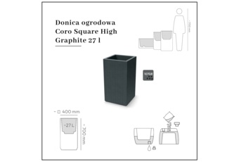 Donica ogrodowa Coro Square High Graphite 27 l