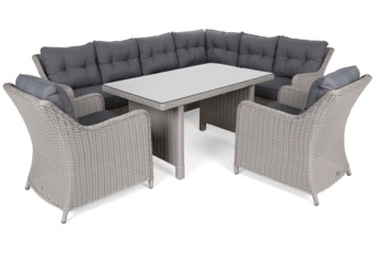 Narożny zestaw mebli ogrodowych prawy California White / Grey