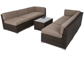 Narożnik modułowy z technorattanu Kansas Maxi Brown Mat / Brown Melange