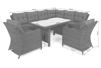 Narożny zestaw mebli ogrodowych prawy California Beige / Beige Melange