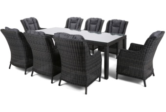 Meble ogrodowe technorattanowe Bristol 230 cm Grey / Grey Melange 8+1