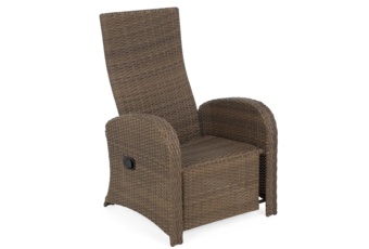 Meble ogrodowe technorattanowe Saloniki Brown / Beige - dla 2 osób - z regulacją oparcia i podnóżka Meble ogrodowe technorattanowe Saloniki Brown / Beige