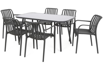 Meble ogrodowe Casablanca 145 cm Grey / Black + Lomi Grey 6+1