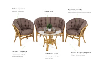 Meble ogrodowe rattanowe Bahama Honey / Cappuccino 3+1