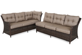 Narożny zestaw mebli ogrodowych lewy California Brown Mat / Brown Melange - brązowy - dla 8 osób Narożny zestaw mebli ogrodowych lewy California Brown Mat / Brown Melange