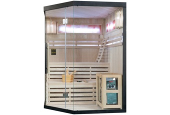 Sauna fińska narożna Nordum Solea 3-osobowa czarna - z panelami solnymi - drewniana Sauna fińska narożna Nordum Solea 3-osobowa czarna