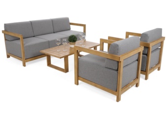 Meble ogrodowe aluminiowe Lyon Teak / Fog Grey