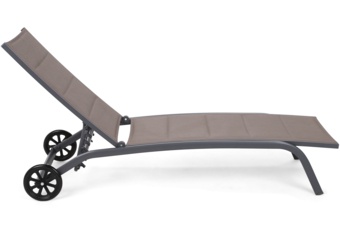 Leżak ogrodowy aluminiowy Ibiza - szary - z regulowanym oparciem Leżak ogrodowy aluminiowy Ibiza Grey / Taupe