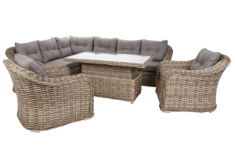 Narożny zestaw mebli ogrodowych Foggia Comfort Beige / Beige Melange