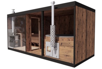 Sauna fińska zewnętrzna TerModula z balią 500 x 210 cm