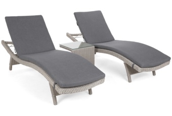 Zestaw leżaków ogrodowych z technorattanu Marbella White / Grey ze stolikiem