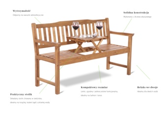 Ławka ogrodowa drewniana Akacja ze stolikiem