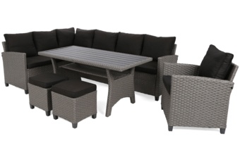 Narożne meble ogrodowe technorattanowe Lagos Muddy Grey / Black Melange