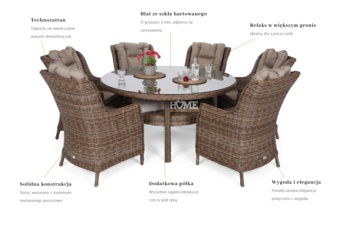 Meble ogrodowe technorattanowe Bristol Round Elegant 150 cm Ginger / Brown Melange - rude - dla 6 osób Meble ogrodowe technorattanowe Bristol Round Elegant 150 cm Ginger / Brown Melange 6+1