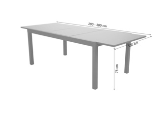 Stół ogrodowy aluminiowy rozkładany Ontario 200+100 cm Grey / Light Grey