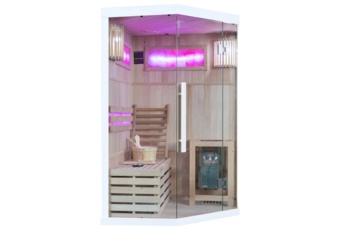 Sauna fińska narożna Nordum Solea 2-osobowa biała