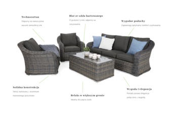 Meble ogrodowe technorattanowe Foggia Silk Grey / Grey Melange