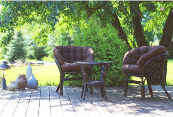 Komplet z rattanu: sofa, 2 fotele, stolik ze szklanym blatem Meble ogrodowe rattanowe Bahama Brown / Brown 3+1