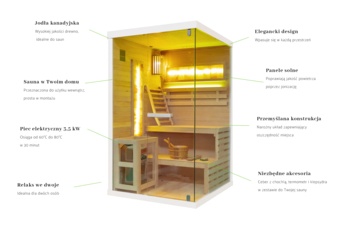 Sauna fińska narożna Nordum Pure 2-osobowa biała