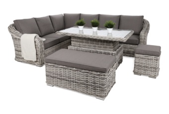 Narożny zestaw mebli ogrodowych Foggia Plus Light Grey / Grey