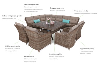 Narożne meble ogrodowe technorattanowe Windsor Ginger / Brown Melange