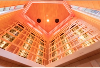 Sauna infrared narożna Nordum Classic 2-osobowa WiFi brązowa