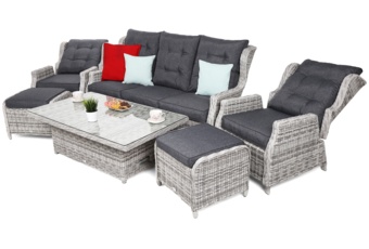 Meble ogrodowe technorattanowe Memfis Light Grey / Grey Melange