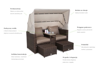 Kosz ogrodowy technorattanowy Michigan Brown Mat / Brown Melange