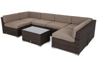 Narożnik modułowy z technorattanu Kansas Maxi Brown Mat / Brown Melange