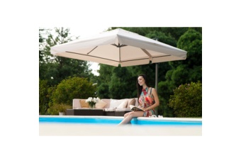 Parasol ogrodowy Rio 300 cm beżowy Parasol ogrodowy Litex Garden Rio 300 cm Silver / Ecru