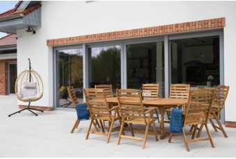 Drewniane meble ogrodowe Akacja z 8 krzesłami i owalnym stołem Meble ogrodowe drewniane Akacja Oval 180+60 cm 8+1