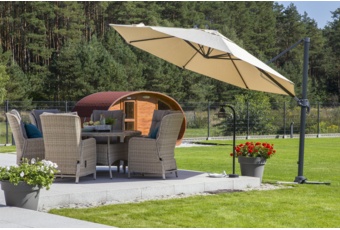 Parasol ogrodowy Roma z regulowaną wysokością czaszy - ecru Parasol ogrodowy Roma 350 cm Grey / Ecru z podstawą