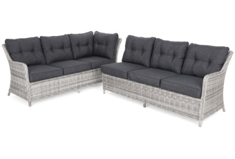 Narożne meble ogrodowe technorattanowe lewe California - jasnoszare - dla 8 osób Narożny zestaw mebli ogrodowych lewy California Light Grey / Grey Melange