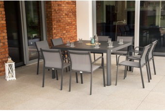 Meble ogrodowe aluminiowe Katania Square Grey / Window Grey 8+1