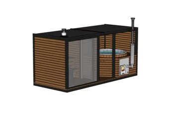 Sauna fińska zewnętrzna TerModula z balią 500 x 210 cm