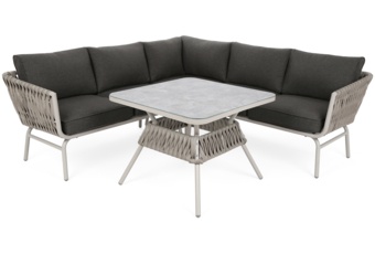 Narożnik ogrodowy technorattanowy Tasos Cream / Grey Melange