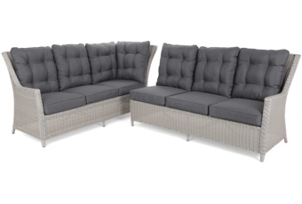 Narożnik ogrodowy technorattanowy lewy Alicante - biały - dla 6 osób Narożnik technorattanowy lewy Alicante White / Grey