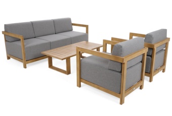 Meble ogrodowe aluminiowe Lyon Teak / Fog Grey