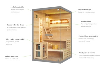 Sauna fińska narożna Nordum Pure 2-osobowa szara